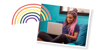 Young person looking at a laptop