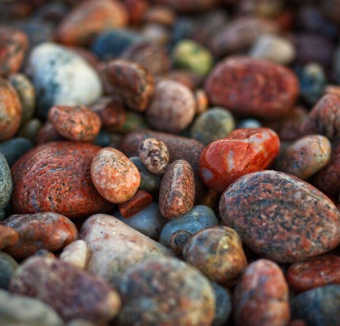 Close up of colourful pebbles